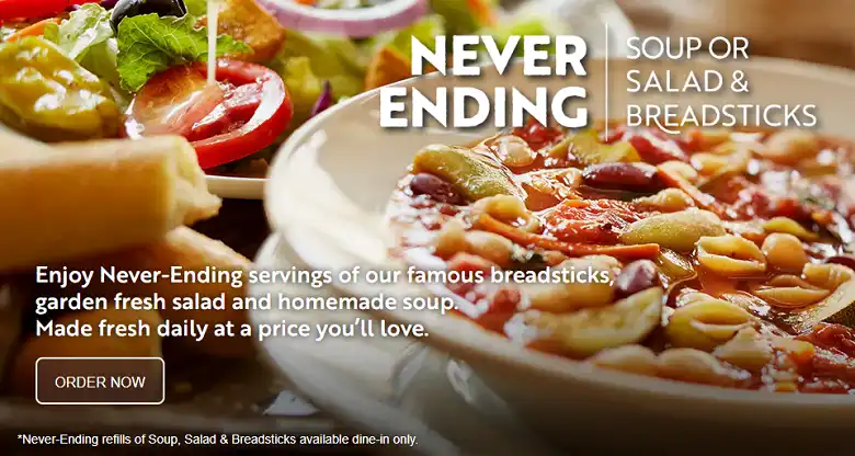 do olive garden take-out and online orders come with breadsticks